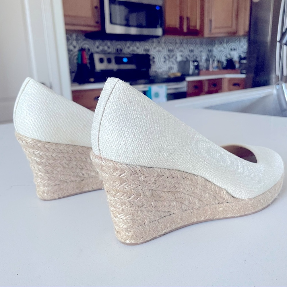 J. Crew Espadrille Canvas Wedge Pumps Heels - Cream